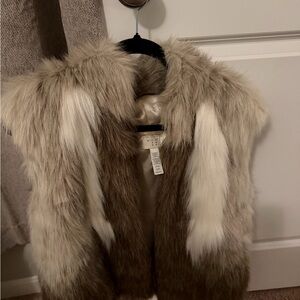 Target Faux Fur Vest - Brown and White